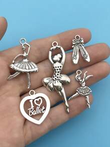 20入組/套古董銀顏色鋅合金芭蕾舞女演員女孩舞鞋DIY吊墜適用於耳環項鍊製作配件 - 銀色 - 查看 5