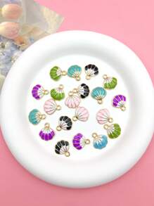 20入組/套時尚琺瑯合金貝殼DIY吊墜適用於耳環項鍊製作配件 - 彩色 - 查看 1