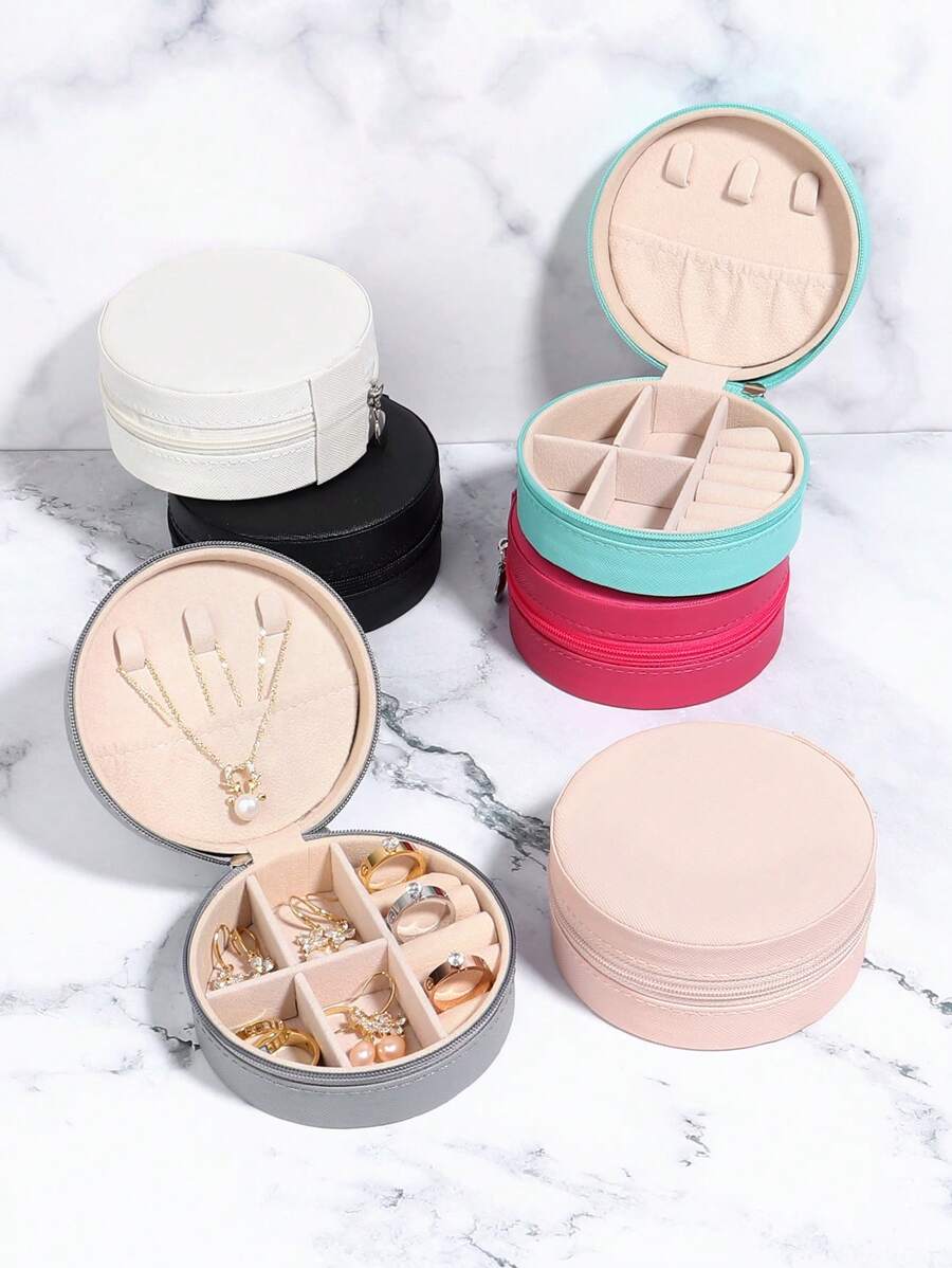 1 Vòng Hộp Đựng Trang Sức Du Lịch Lưu Trữ Đồ Dành Cho Nhẫn Bông Tai Vòng Cổ Phù Dâu Tặng - trắng - Xem 1