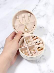 1 Vòng Hộp Đựng Trang Sức Du Lịch Lưu Trữ Đồ Dành Cho Nhẫn Bông Tai Vòng Cổ Phù Dâu Tặng - trắng - Xem 3