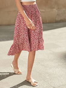 SHEIN Frenchy 碎花荷葉邊半身裙 - 彩色 - 查看 2
