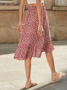 SHEIN Frenchy 碎花荷葉邊半身裙 - 彩色 - 查看 4