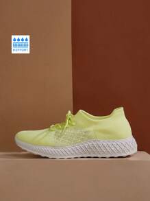 Lace-up Decor Sneakers - Yellow - View 1