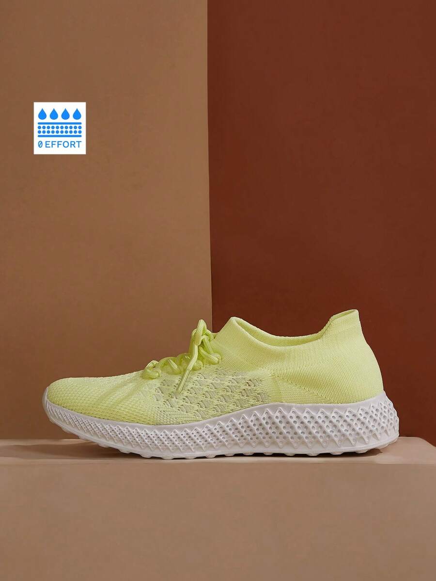 Lace-up Decor Sneakers - Yellow - View 1