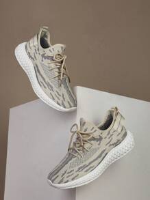 Cuccoo Lace-up Decor Running Sneakers - Beige - View 1
