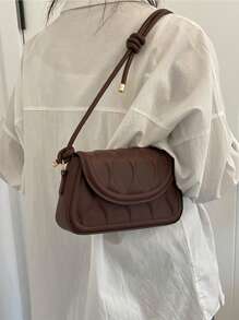 防水、輕巧、商務休閒小單肩包純色壓花設計翻蓋皮包購物、辦公室、高中、學院復古、簡約適合青少年女孩女大學生、菜鳥和白領完美適合辦公室、學院、工作、商務、通勤 - 咖啡棕 - 查看 3