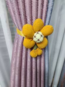 2 piezas Alzapaños de cortina con diseño de flor - Dorado - Ver 1