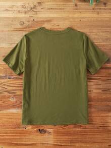 SHEIN LUNE Cactus & Slogan Graphic Tee - Army Green - View 2