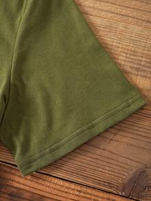 SHEIN LUNE Cactus & Slogan Graphic Tee - Army Green - View 3