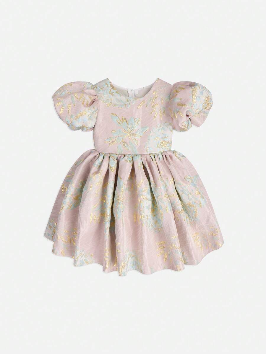 Cô Gái Trẻ In hoa Ống tay áo Đầm Party - Bụi hồng - Xem 1