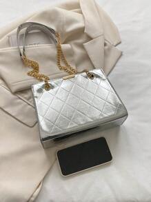 Túi hình vuông nhỏ ngộ nghĩnh Thiết kế khâu dây đeo Trang trí bằng kim loại - Bạc - Xem 4