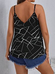 SHEIN Clasi Plus Geo Print Cami Top - Black - View 2