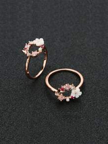 1pc Butterfly & Flower Design Rose Gold Plated Ring Valentines