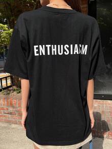 DAZY 字母圖案落肩T恤 - 黑色 - 查看 7