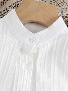SHEIN Tween Girl Button Front High Low Hem Sleeveless Shirt - White - View 7