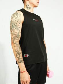 Manfinity Sport Corelite Men Letter Graphic Sports Set, Athletic Suit, Tracksuit Gym Set Workout Set - Black - View 3