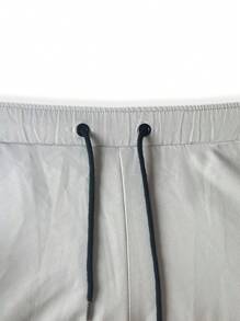 Manfinity Hombres Shorts con bolsillo oblicuo de cintura con cordón - Gris - Ver 7