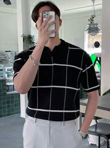 DAZY 男士格紋圖案POLO衫