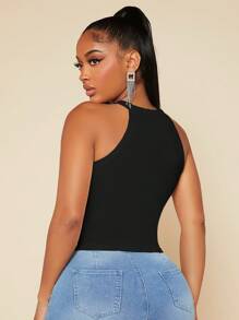 SHEIN SXY Áo khoác và áo lót dành cho xe tăng nữ màu trơn Giải trí - màu đen - Xem 2