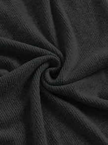 SHEIN EZwear 素色條紋針織緊身洋裝 - 黑色 - 查看 4