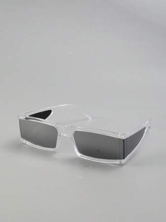 1 par de gafas de sol con montura cuadrada de moda unisex, accesorios para usar al aire libre, en la calle, en la playa, que combinan bien con suéteres, chaquetas, sudaderas, pantalones y cargo, ideales para el verano, vacaciones, al aire libre y viajes