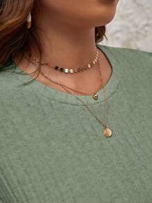 SHEIN Frenchy Plus Drop Shoulder Tee & Cycling Shorts - Green - View 4