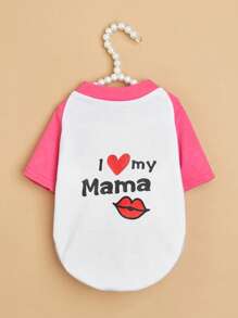 1pc Lip & Slogan Graphic Pet Tee For Dog And Cat For Summer - Hot Pink - View 2