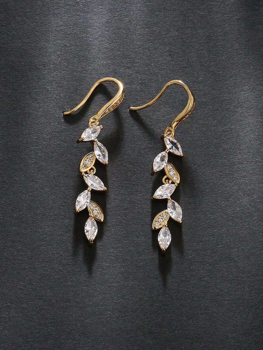 Lá Phong & Đính Đá Cubic Zirconia Với Thiết Kế Tua Rua Nữ Bông Tai Giọt Dành Cho Nữ Dự Tiệc Cưới - Vàng - Xem 1
