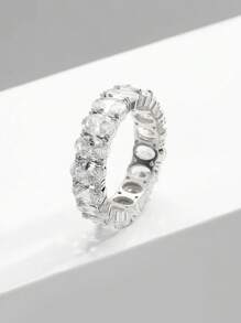 rakol 方晶鋯石裝飾戒指適合女士適合派對宴會婚禮 - 銀色 - 查看 3