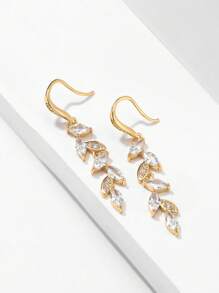Lá Phong & Đính Đá Cubic Zirconia Với Thiết Kế Tua Rua Nữ Bông Tai Giọt Dành Cho Nữ Dự Tiệc Cưới - Vàng - Xem 2