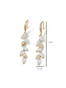 Lá Phong & Đính Đá Cubic Zirconia Với Thiết Kế Tua Rua Nữ Bông Tai Giọt Dành Cho Nữ Dự Tiệc Cưới - Vàng - Xem 3