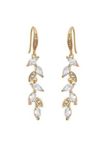 Lá Phong & Đính Đá Cubic Zirconia Với Thiết Kế Tua Rua Nữ Bông Tai Giọt Dành Cho Nữ Dự Tiệc Cưới - Vàng - Xem 4