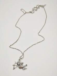 1入組復古丘比特和箭頭墜飾項鍊龐克嘻哈風格 - 復古銀色 - 查看 1