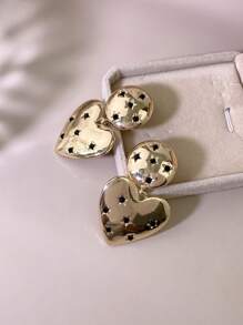 1對時尚且百搭的心形耳環 - 彩色 - 查看 1