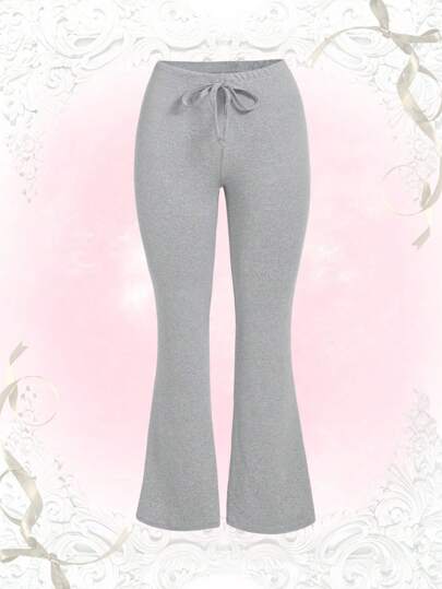 Plus Knot Waist Flare Leg Pants