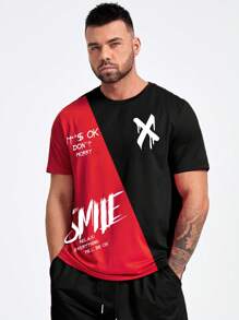 Manfinity EMRG Men Plus Slogan Graphic Two Tone Tee - Multicolor - View 3