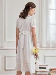 Simple Retro Đầm Maxi Tay Ngắn In Hoa Cho Nữ Đi Làm Đi Làm Phỏng Vấn Phong Cách Pháp Thanh Lịch Phong Cách Pháp Lãng Mạn Ngày Lễ Đầm Dạ Hội Mùa Hè Cho Nữ - trắng - Xem 2