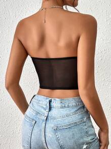 Glamine Charm 貝殼邊蕾絲抹胸上衣 - 黑色 - 查看 2