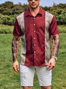 Manfinity Men Plus Two Tone Button Up Shirt - Multicolor - View 3