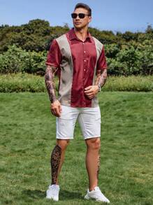 Manfinity Men Plus Two Tone Button Up Shirt - Multicolor - View 5