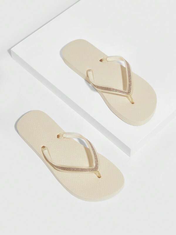 Fashion Flip Flops For Woman Shoes, Toe Post Design Slippers For Summer Vacation Shoes Summer Back To School Shoes College Student Shoes New Year Holiday For Casual Beach Style