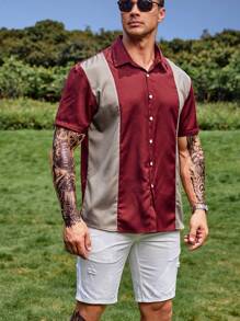 Manfinity Men Plus Two Tone Button Up Shirt - Multicolor - View 6