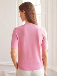 MOTF PREMIUM 100% WOOL REGULAR FIT KNIT TOP - Pink - View 3