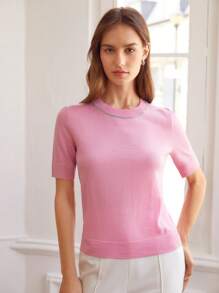 MOTF PREMIUM 100% WOOL REGULAR FIT KNIT TOP - Pink - View 5
