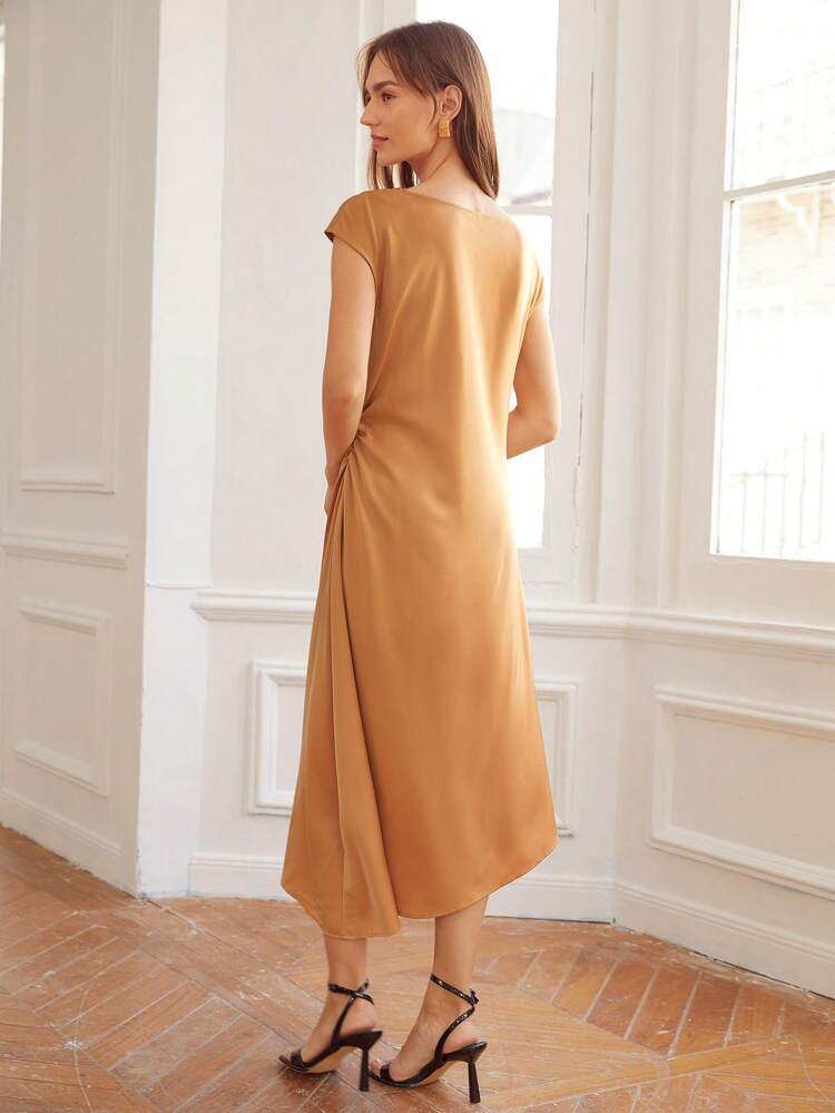 GATHERED ASYMMETRICAL DRESS