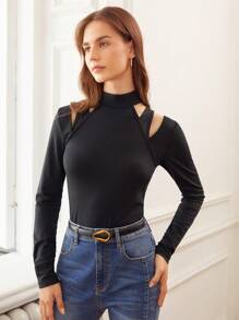 MOTF PREMIUM VISCOSE CUT OUT BODYSUIT - Black - View 6