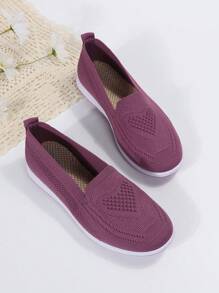 女士休闲百搭平底乐福鞋 - 紫色 - 查看 2