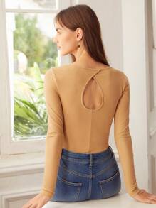 MOTF PREMIUM 粘膠纖維修身T恤 - 卡其色 - 查看 1