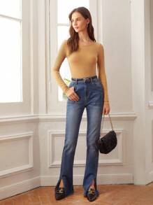 MOTF PREMIUM 粘膠纖維修身T恤 - 卡其色 - 查看 3