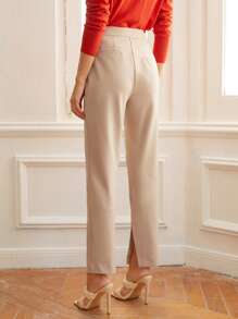 MOTF PREMIUM STRAIGHT LEG SPLIT TROUSERS - Beige - View 3